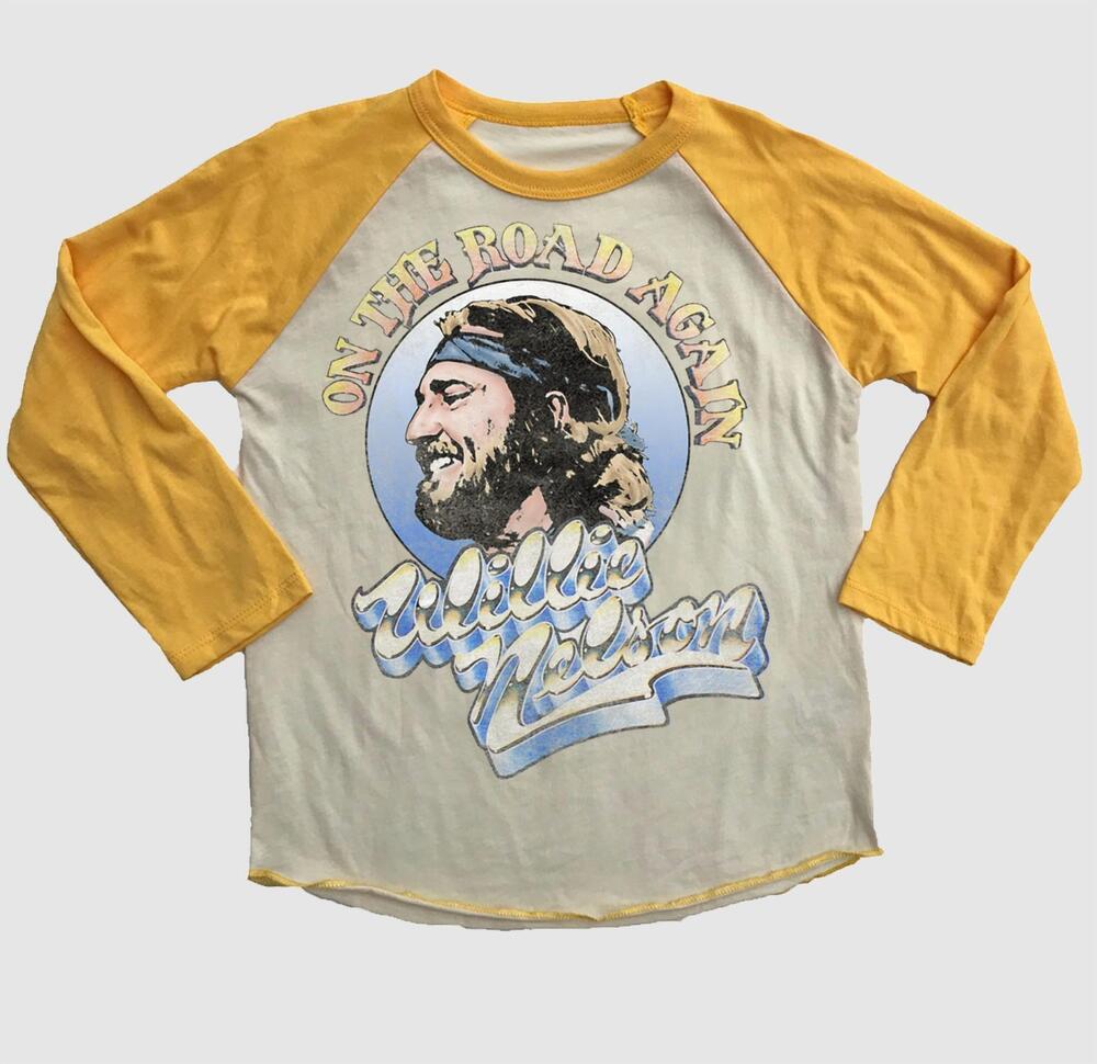 NEW ROWDY SPROUT kid's willie nelson raglan tee in yellow